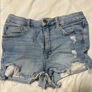 American Eagle Blue Distressed Denim Jean Shorts